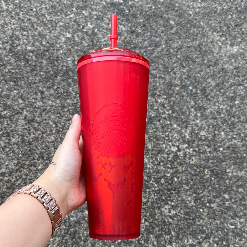 Starbucks Bold Red Valentines Tumbler with Straw (3 for $45)
